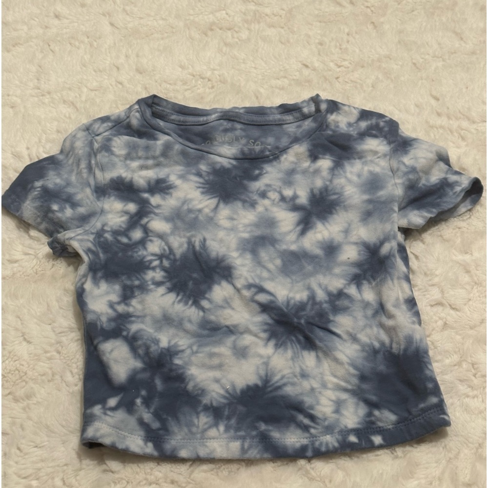 Blue marble extra small crop top from Aeropostale